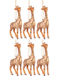 Boule de Noël Girafe en Verre Marron (Lot de 6) - 1