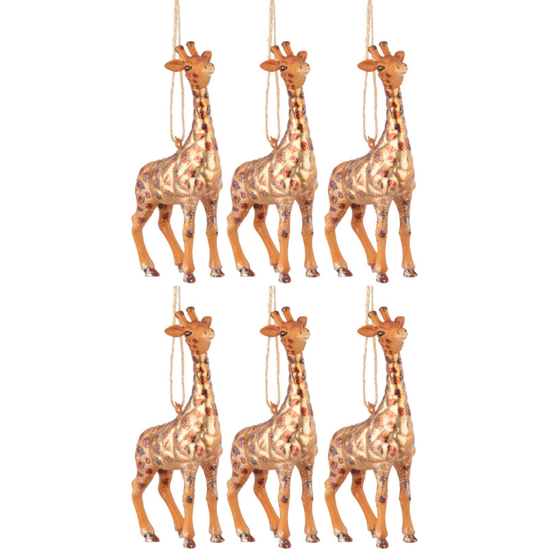 Boule de Noël Girafe en Verre Marron (Lot de 6) - 1