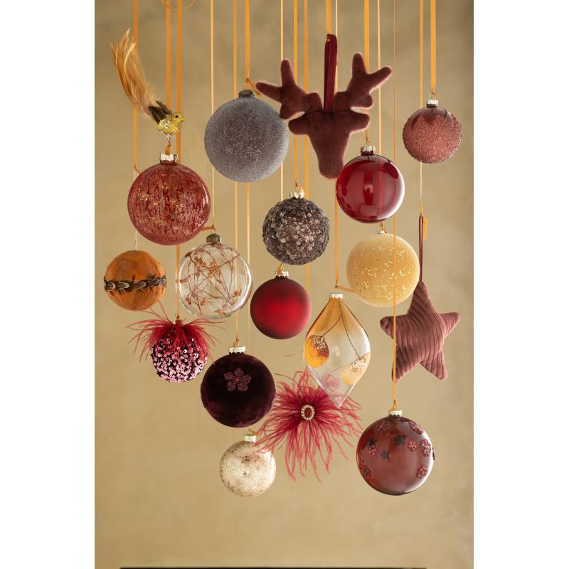 Boule de Noël XL en Verre Transparent Fleur séchée Orange (Lot de 4) - 2