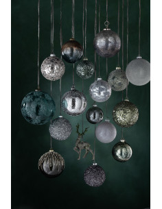 Boule de Noël en Verre Gris Vert Avec pierres fines (Lot de 4) - 2