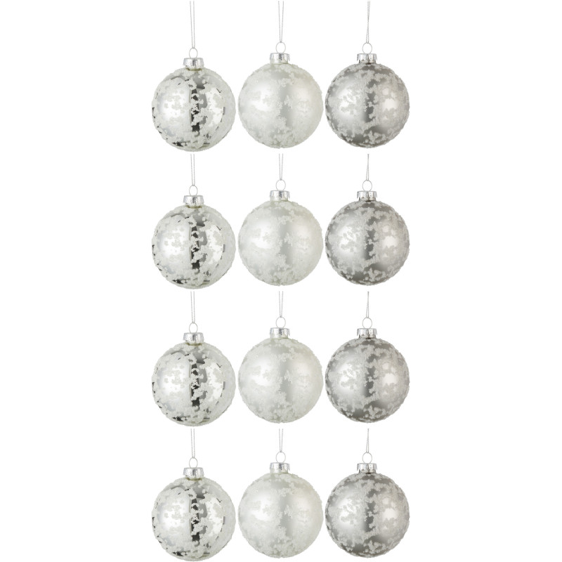 Boule de Noël en Verre Argenté Effet vieilli (Lot de 12) - 1