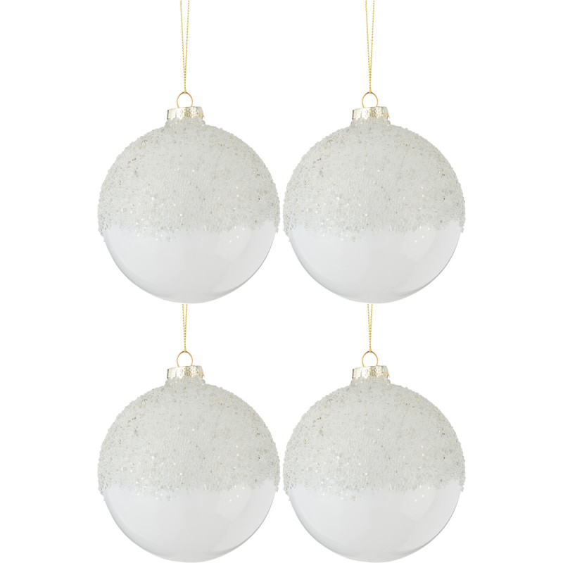 Boule de Noël en Verre Transparent Blanc Effet givré (Lot de 4) - 1