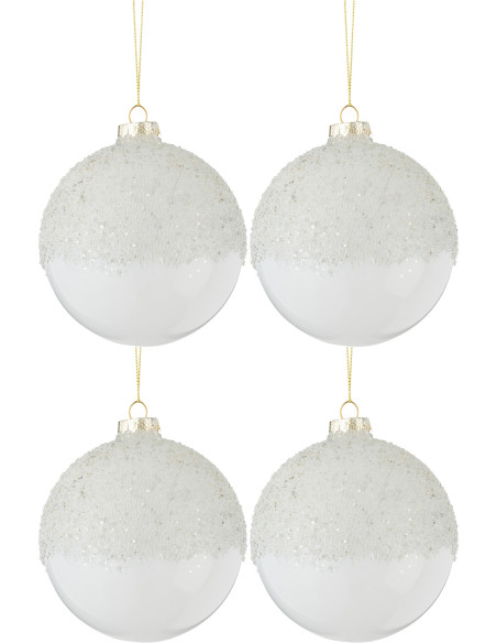 Boule de Noël en Verre Transparent Blanc Effet givré (Lot de 4) - 1