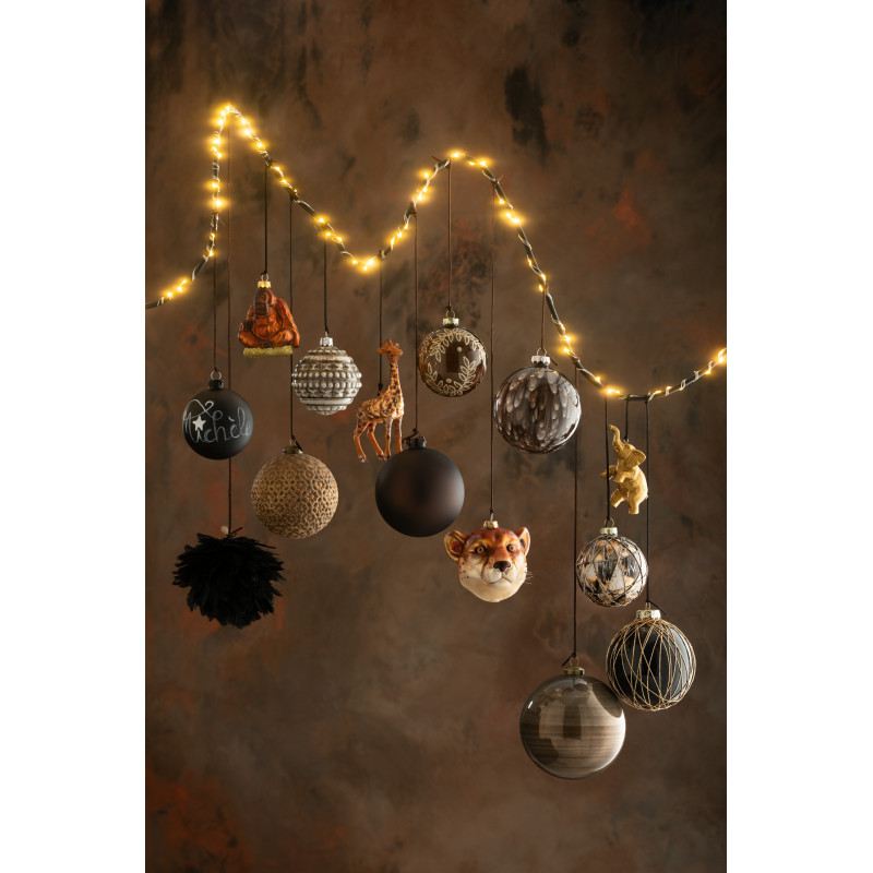Boule de Noël en Verre Bronze Noir Motif cordes (Lot de 6) - 2