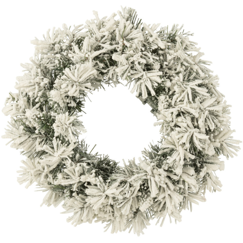 Couronne de Noël lumineuse Led 45 cm en Plastique Vert Blanc - 1