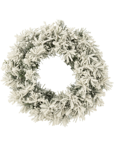 Couronne de Noël lumineuse Led 45 cm en Plastique Vert Blanc - 1