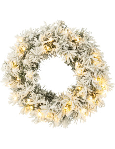 Couronne de Noël lumineuse Led 45 cm en Plastique Vert Blanc - 2