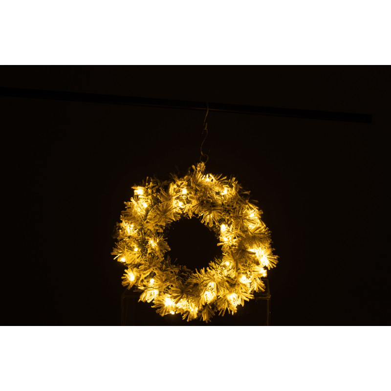 Couronne de Noël lumineuse Led 45 cm en Plastique Vert Blanc - 3
