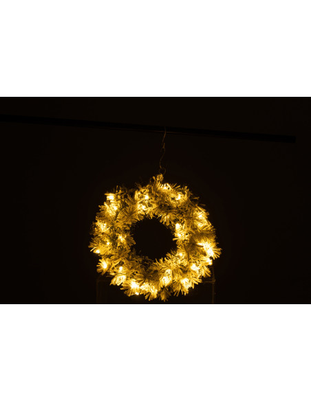 Couronne de Noël lumineuse Led 45 cm en Plastique Vert Blanc - 3