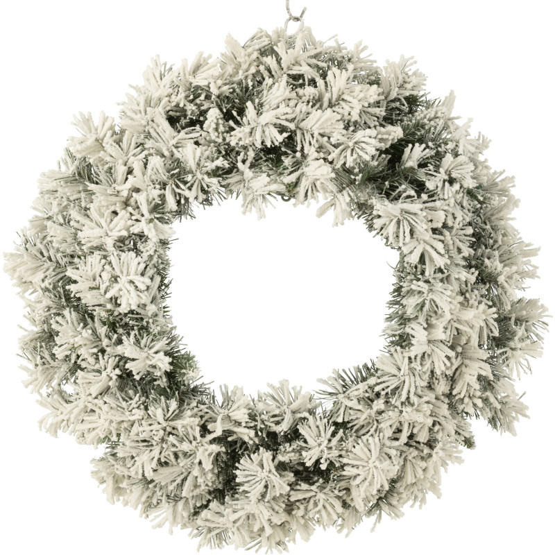 Couronne de Noël lumineuse Led XL 60 cm en Plastique Vert Blanc - 1