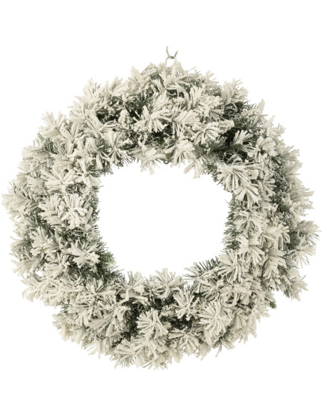 Couronne de Noël lumineuse Led XL 60 cm en Plastique Vert Blanc - 1