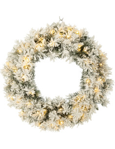 Couronne de Noël lumineuse Led XL 60 cm en Plastique Vert Blanc - 2