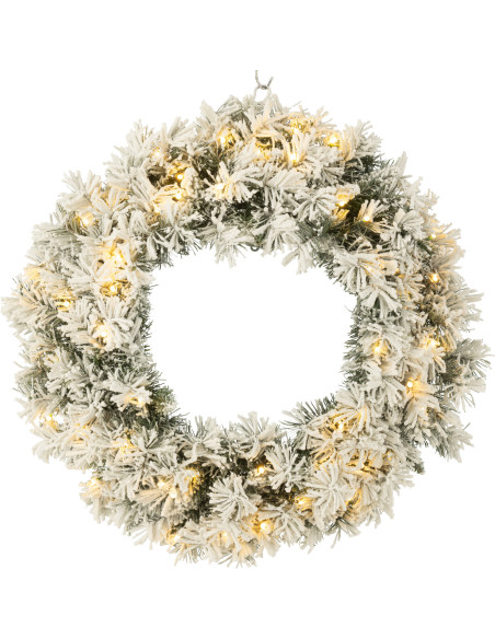 Couronne de Noël lumineuse Led XL 60 cm en Plastique Vert Blanc - 2