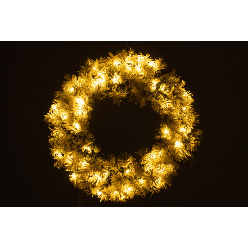 Couronne de Noël lumineuse Led XL 60 cm en Plastique Vert Blanc - 3