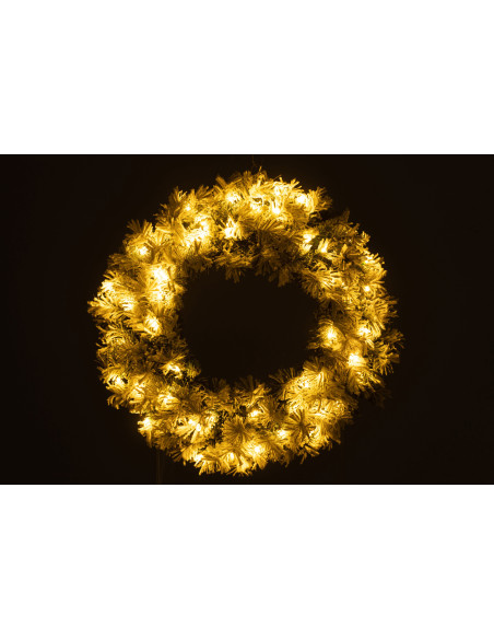 Couronne de Noël lumineuse Led XL 60 cm en Plastique Vert Blanc - 3