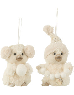 Suspension de Noël XL Pingouins Boule de neige en Polymousse Polyester Blanc (Lot de 2) - 1