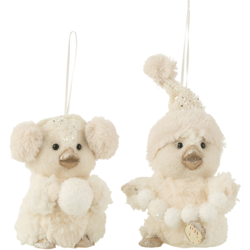 Suspension de Noël XL Pingouins Boule de neige en Polymousse Polyester Blanc (Lot de 2) - 1