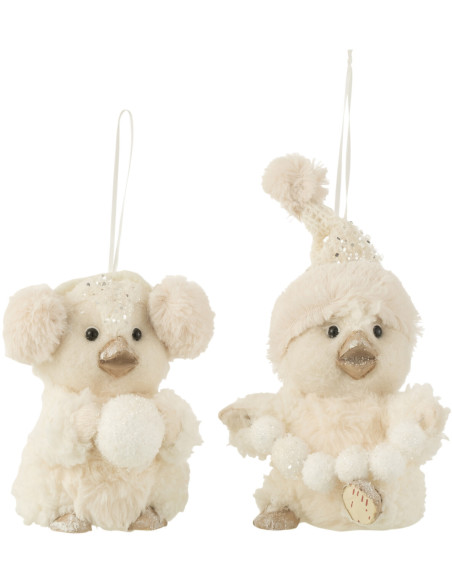 Suspension de Noël XL Pingouins Boule de neige en Polymousse Polyester Blanc (Lot de 2) - 1