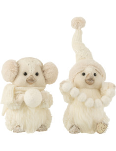 Décoration de Noël Pingouins Boule de neige en Polyester Blanc (Lot de 2) - 1