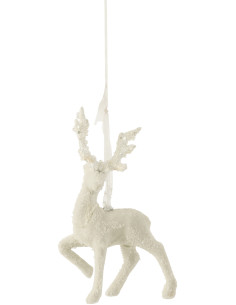 Suspension de Noël Renne en Velours Blanc Avec paillettes - 1