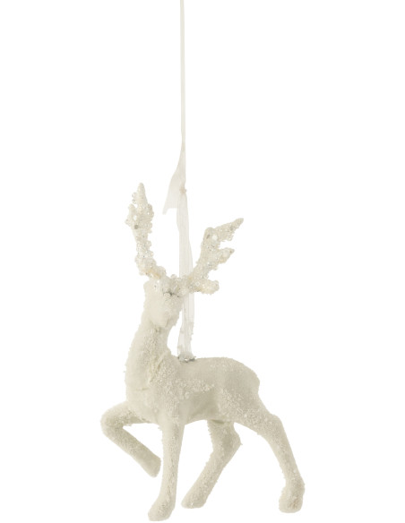 Suspension de Noël Renne en Velours Blanc Avec paillettes - 1