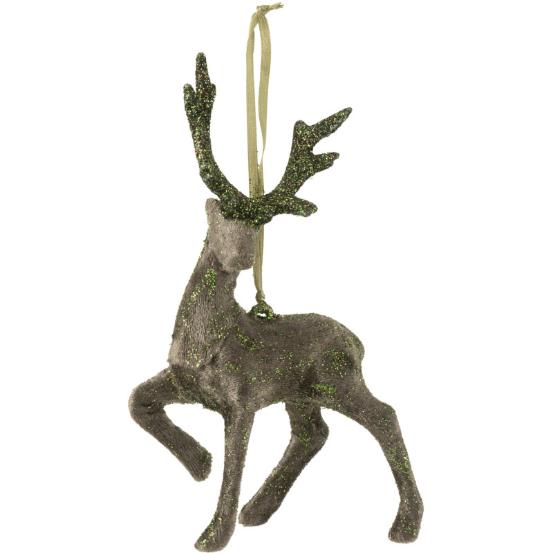 Suspension de Noël Renne en Velours Vert Gris Avec paillettes - 1