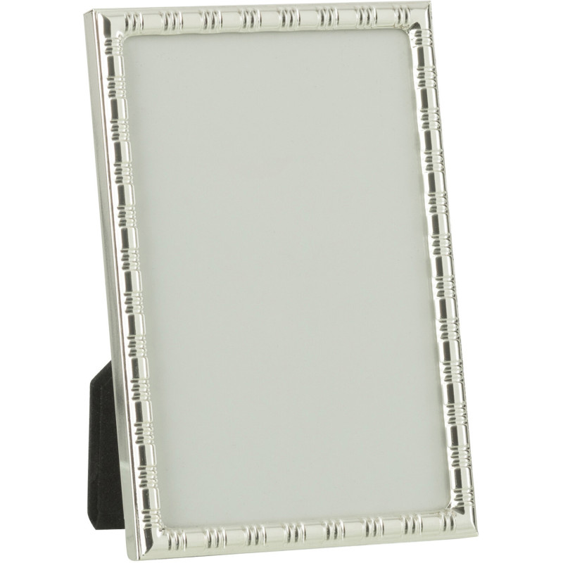 Cadre photo Arrondi Hilthon en Métal Argenté Motif traits pour photo 15x20 - 1