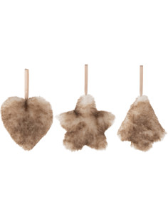 Suspension de Noël Coeur Sapin Étoile en Tissu Beige (Lot de 3) J-Line - 1