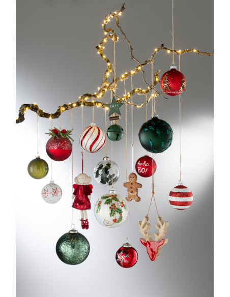 Boule de Noël en Verre Blanc Rouge Motif Ho ho ho ! (Lot de 6) - 2