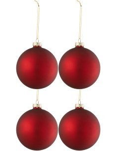 Boule de Noël en Verre Rouge Mat (Lot de 4) - 1
