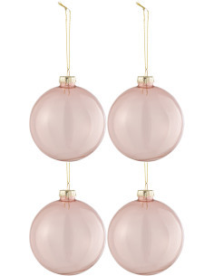 Boule de Noël en Verre Rose clair (Lot de 4) - 1