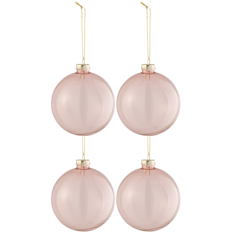 Boule de Noël en Verre Rose clair (Lot de 4) - 1