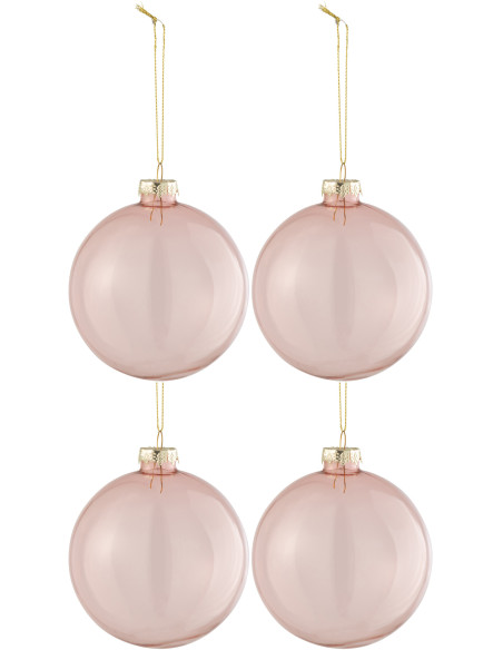 Boule de Noël en Verre Rose clair (Lot de 4) - 1