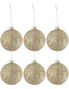 Boule de Noël en Verre Paillette Doré (Lot de 6) - 1