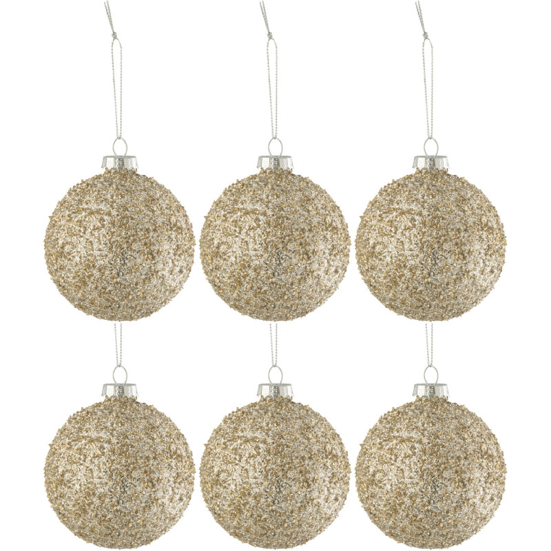 Boule de Noël en Verre Paillette Doré (Lot de 6) - 1