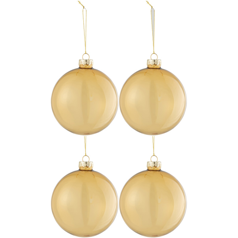 Boule de Noël en Verre Transparent Doré (Lot de 4) - 1
