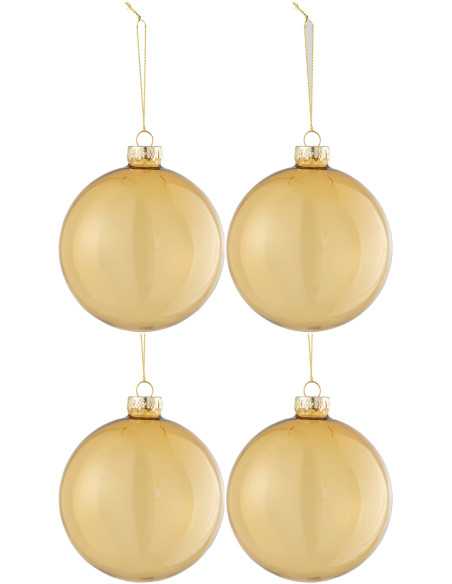 Boule de Noël en Verre Transparent Doré (Lot de 4) - 1