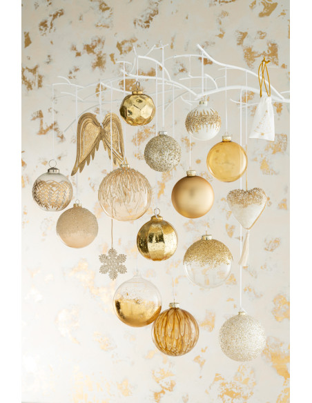 Boule de Noël en Verre Transparent Doré (Lot de 4) - 2