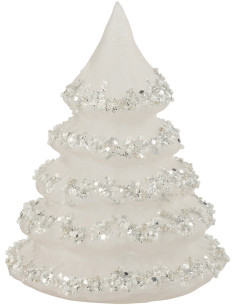 Décoration de Noël Sapin XL en Verre Blanc Paillette Argenté - 1