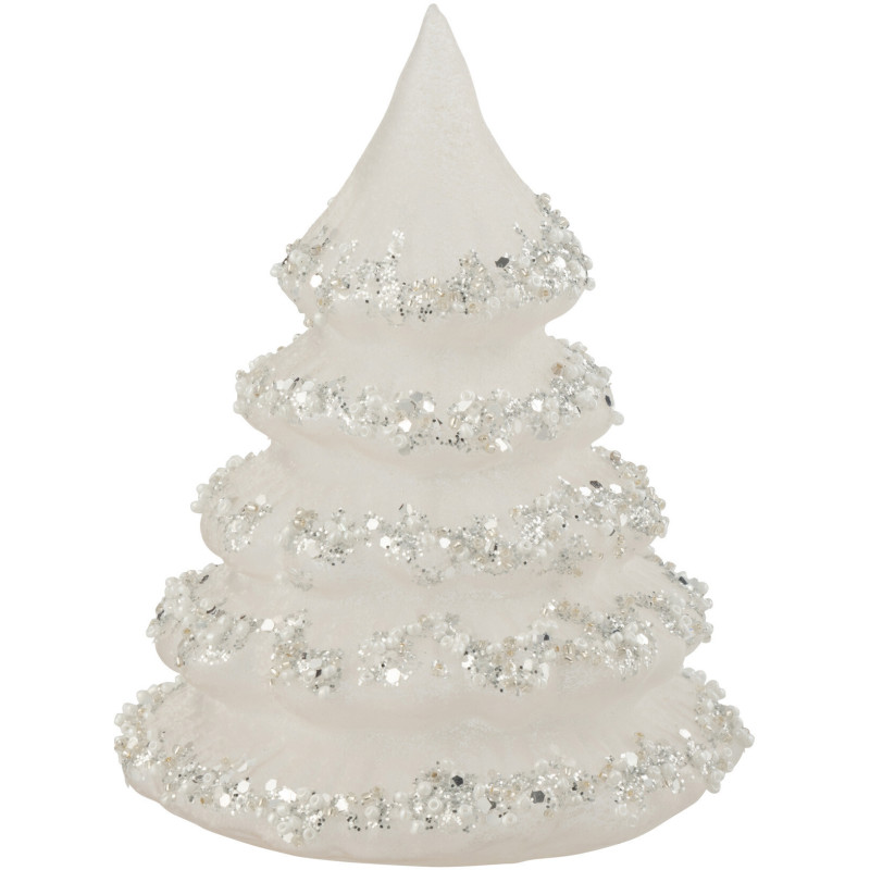 Décoration de Noël Sapin XL en Verre Blanc Paillette Argenté - 1