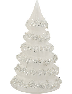 Décoration de Noël Sapin XL en Verre Blanc Paillette Argenté - 1