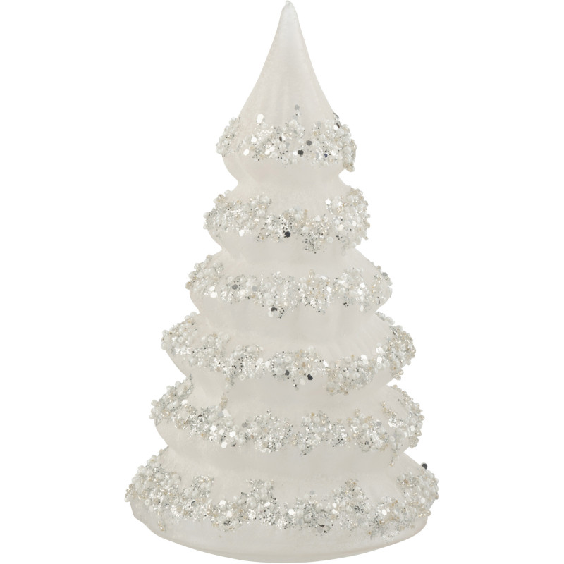Décoration de Noël Sapin XL en Verre Blanc Paillette Argenté - 1