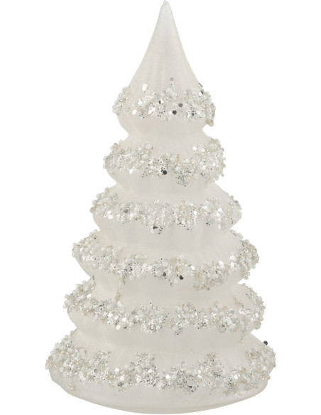 Décoration de Noël Sapin XL en Verre Blanc Paillette Argenté - 1