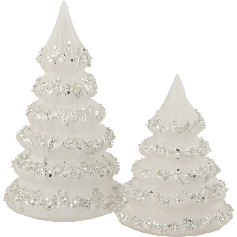 Décoration de Noël Sapin XL en Verre Blanc Paillette Argenté - 2