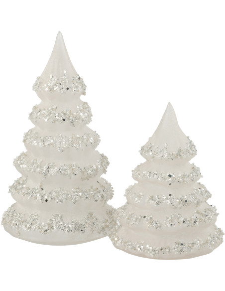Décoration de Noël Sapin XL en Verre Blanc Paillette Argenté - 2