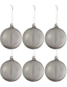 Boule de Noël en Verre Transparent Gris foncé (Lot de 6) - 1
