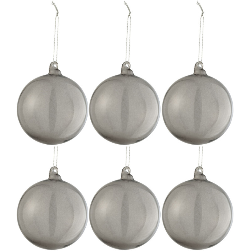 Boule de Noël en Verre Transparent Gris foncé (Lot de 6) - 1