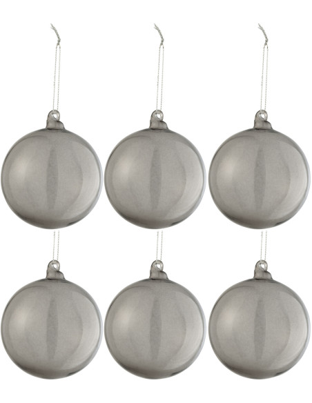Boule de Noël en Verre Transparent Gris foncé (Lot de 6) - 1