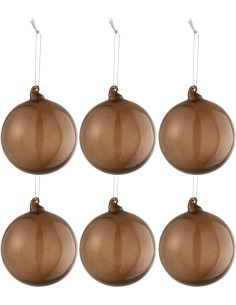 Boule de Noël en Verre Transparent Marron foncé (Lot de 6) J-Line - 1