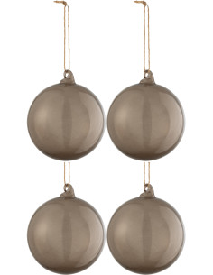 Boule de Noël en Verre Transparent Gris foncé (Lot de 4) - 1
